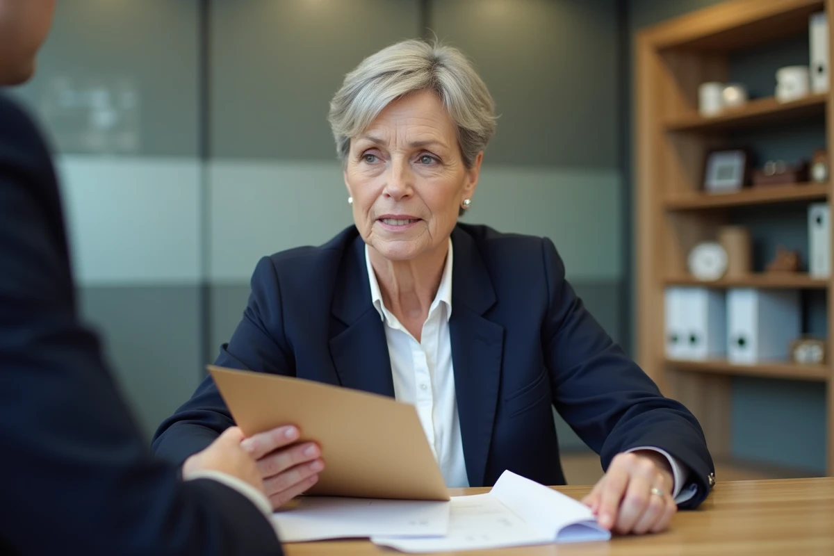 Femme consultant un conseiller bancaire de La Banque Postale pour une démarche de succession après un décès