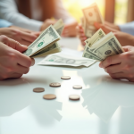 Echange de billets euros et dollars sur une table lumineuse