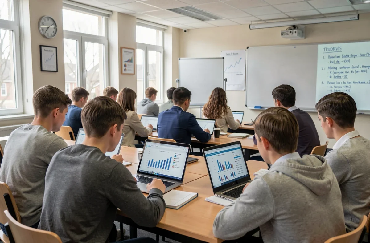 Étudiants en cours de banque et finance à l'université