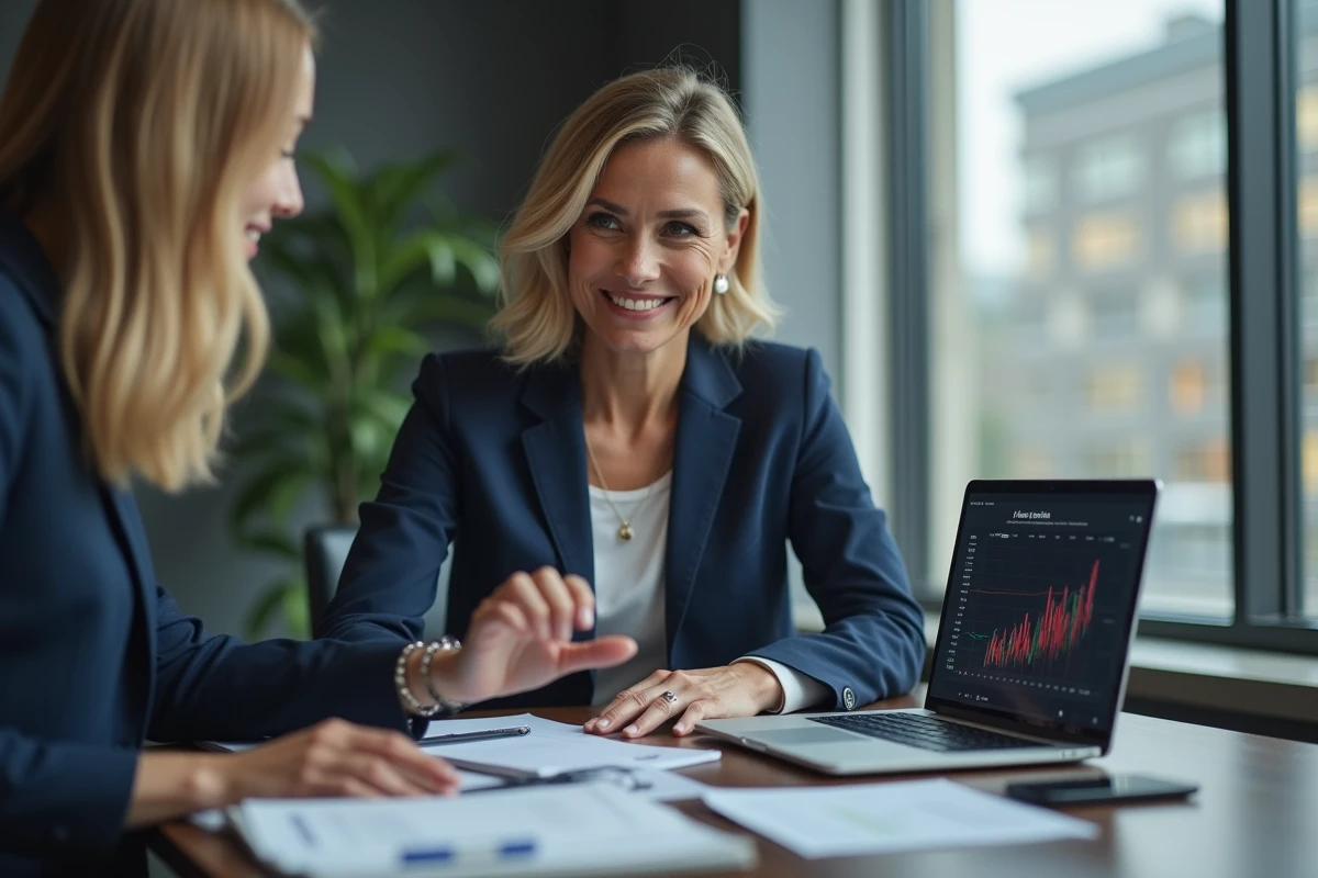 Comptable femme conseillant un chauffeur VTC dans son bureau