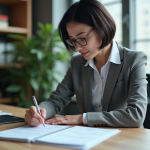 Femme d affaires en réunion dans un bureau moderne