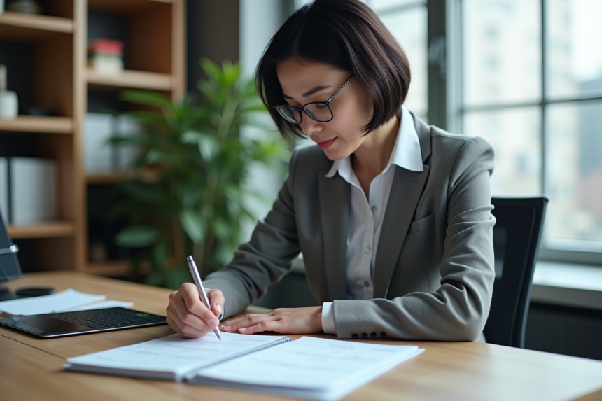Femme d affaires en réunion dans un bureau moderne