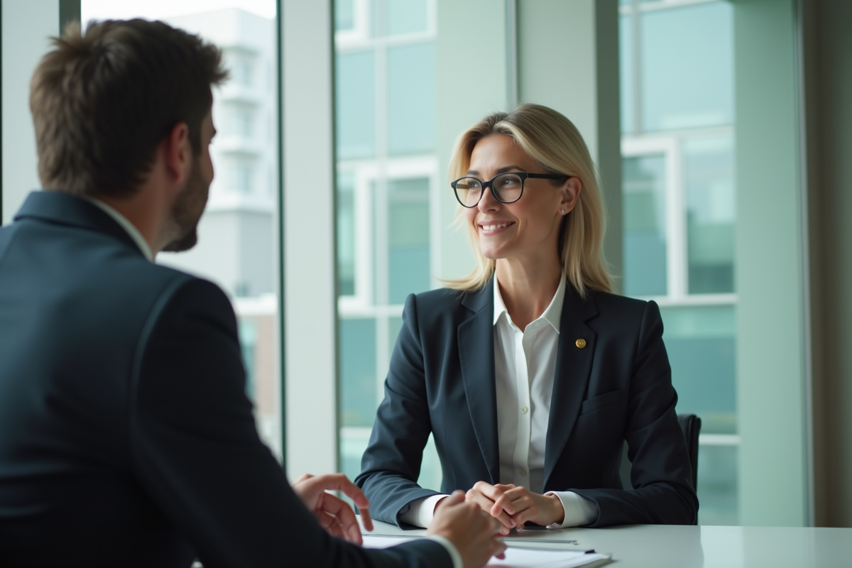 Femme professionnelle en discussion avec conseiller financier