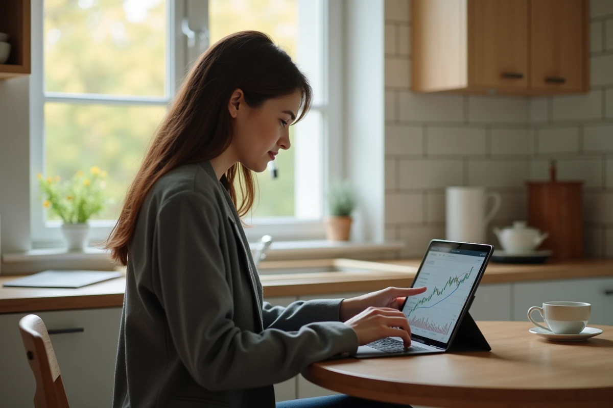 Jeune femme analysant un simulateur d