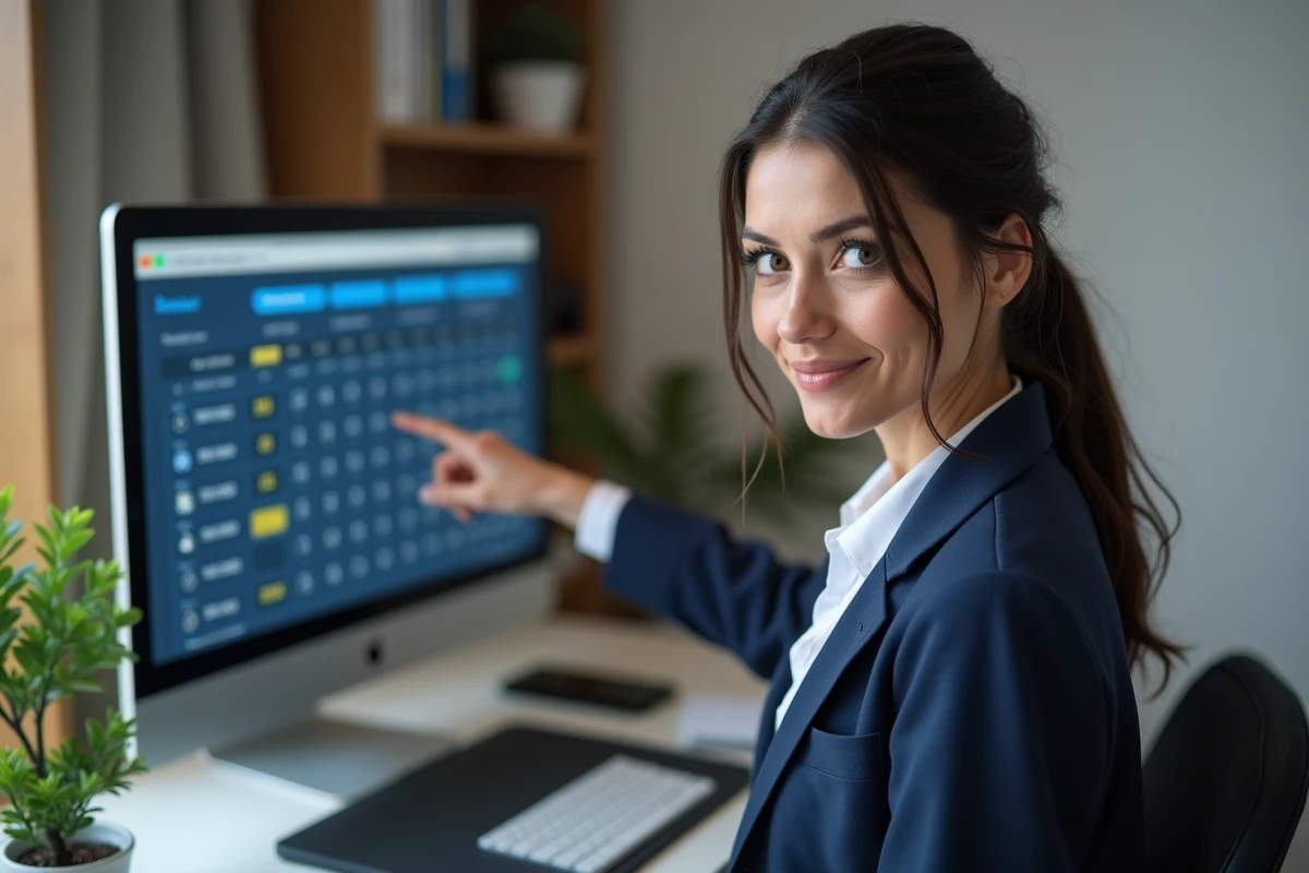 Femme vérifiant les résultats EuroMillions sur un ordinateur portable