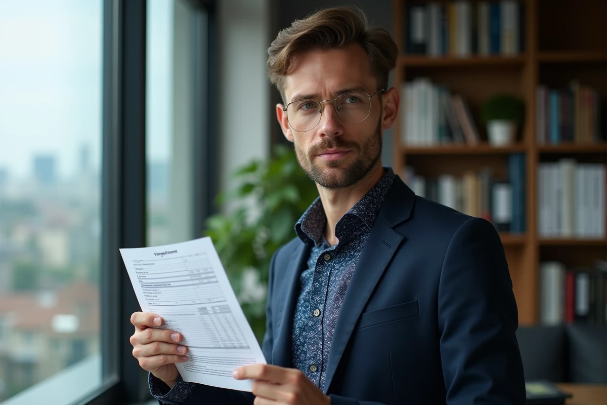 Jeune homme professionnel regardant son relevé bancaire