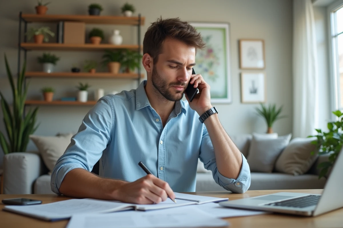 Homme en télétravail au bureau à domicile