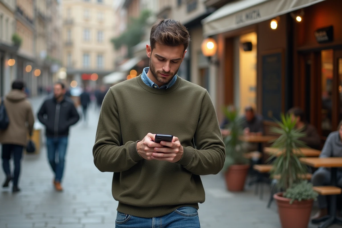 Jeune homme utilisant son smartphone pour gérer ses finances