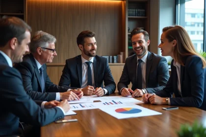 Groupe de professionnels analysant des documents financiers